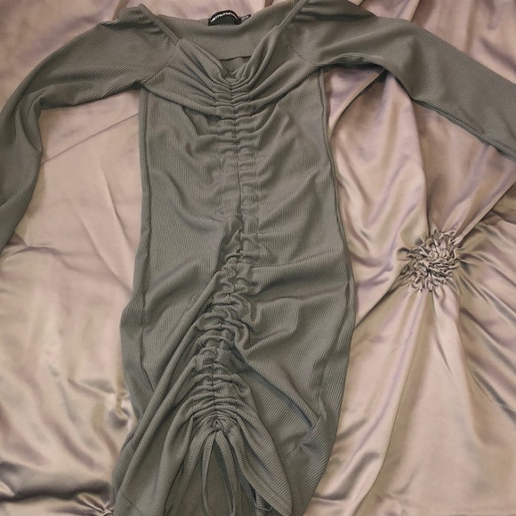 Grey ruched BodyCon Mini Dress - Picture 1 of 4